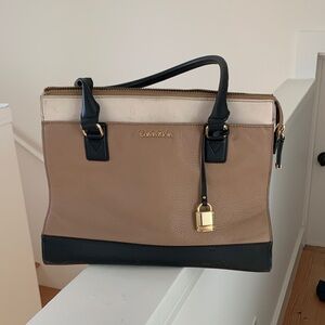 Calvin Klein Beige and Black Tote